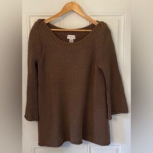 Soft Surroundings Chunky Knit Seafarer Chocolate Woven Tunic Sweater